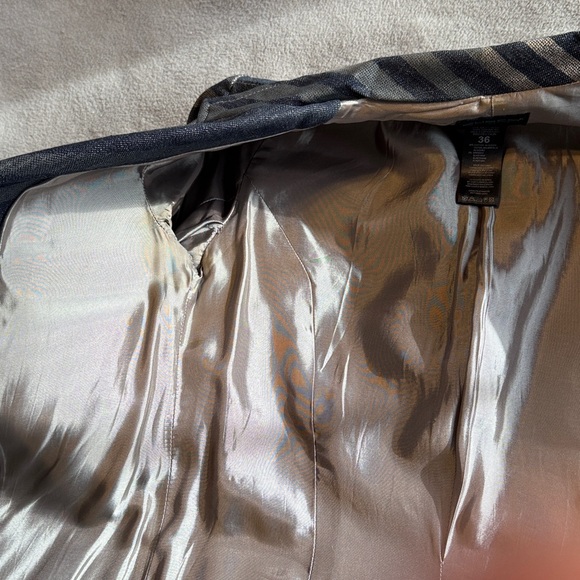 Vintage Custo Barcelona Sz 36 Denim Gray and Silver Striped Blazer - Picture 3 of 7